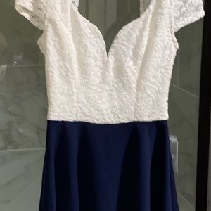 Blue and white dress